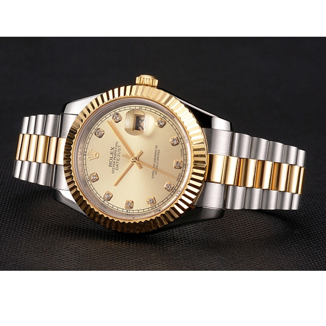 Aaa replica watch Swiss Dial Bracelet Tone Steel Datejust Bezel Case Rolex Stainless Two And Gold 0705